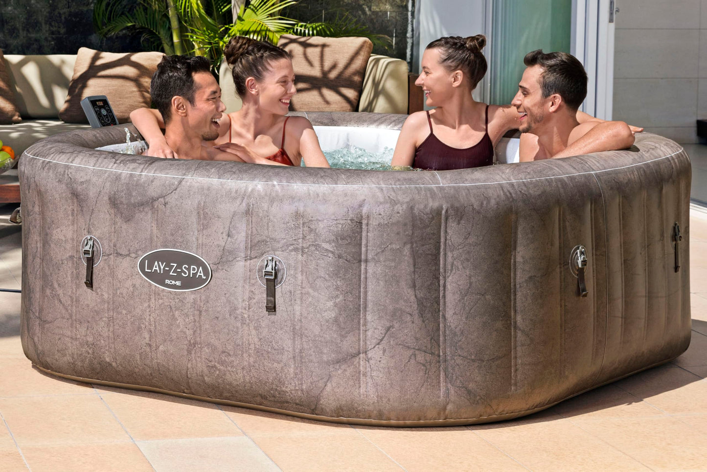 Bestway Lay-Z-Spa Rome Whirlpool 180x180cm – 6 Personen, 140 AirJet-Düsen, App-Steuerung, Heizung