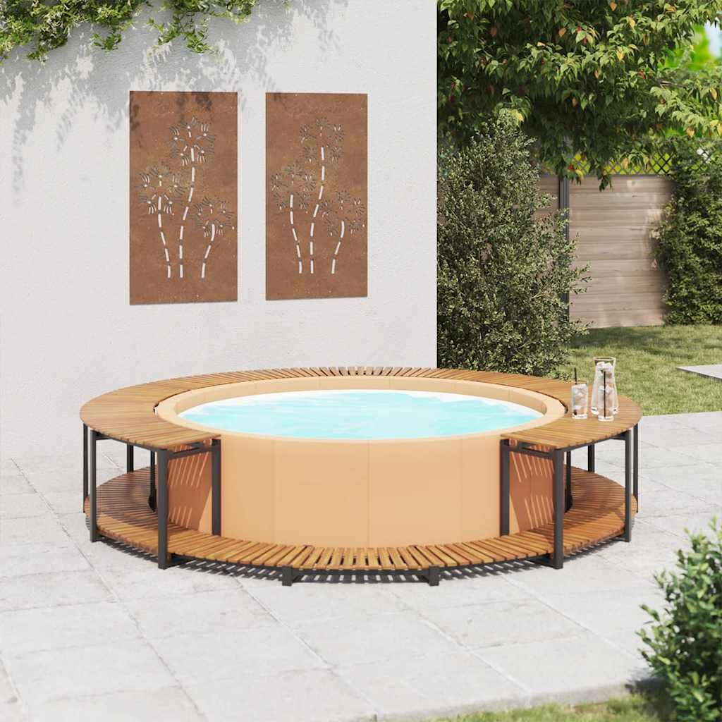 vidaXL Whirlpool Verkleidung Akazienholz Massiv 273x53cm Rund Witterungsbeständig Poolumrandung