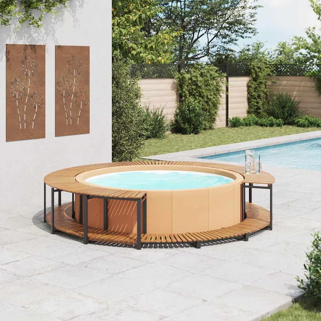 vidaXL Whirlpool Verkleidung Akazienholz Massiv 273x53cm Rund Witterungsbeständig Poolumrandung