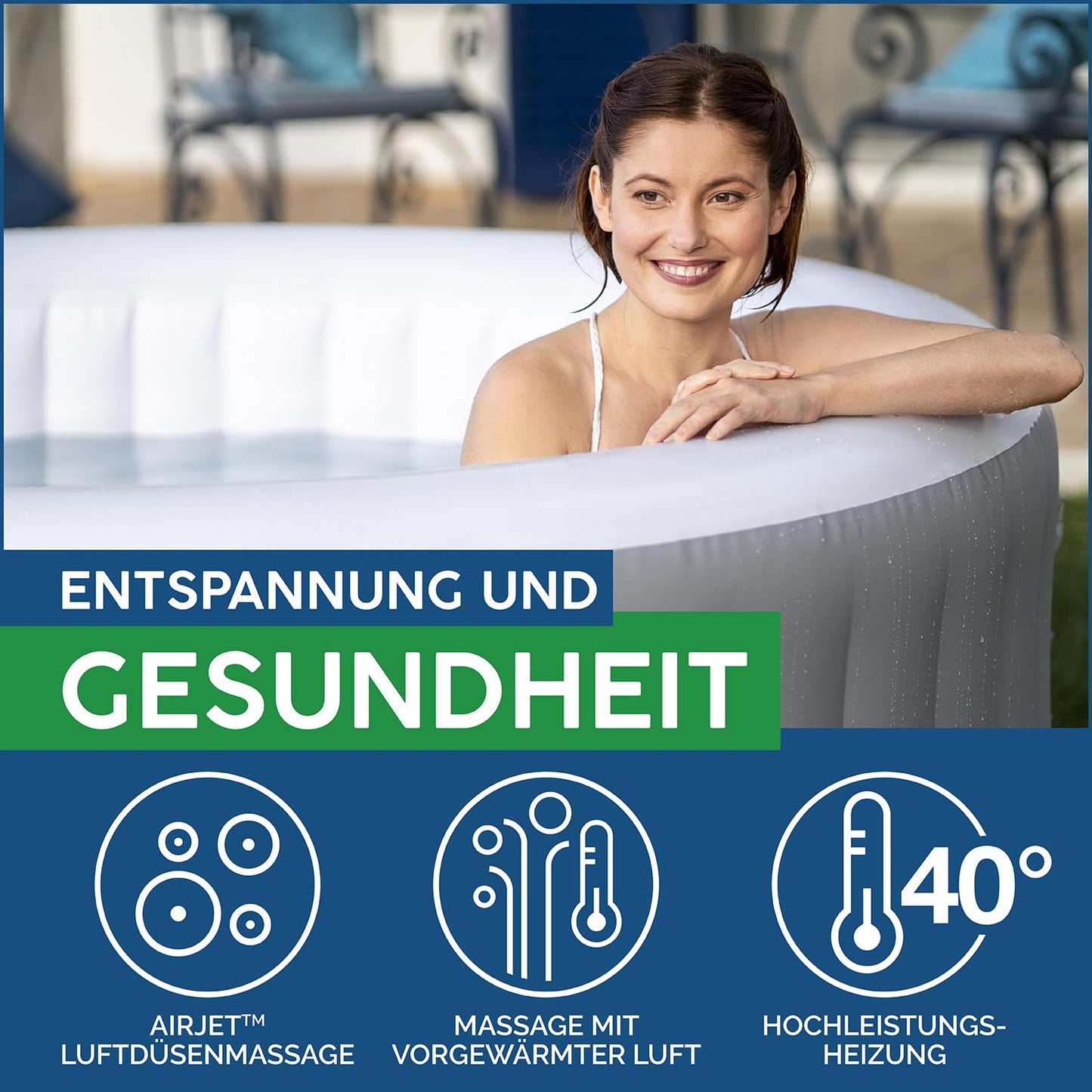 Bestway LAY-Z-SPA St. Lucia Whirlpool Ø170cm – 2-3 Pers., 110 AirJets, Frostwächter, ganzjährig