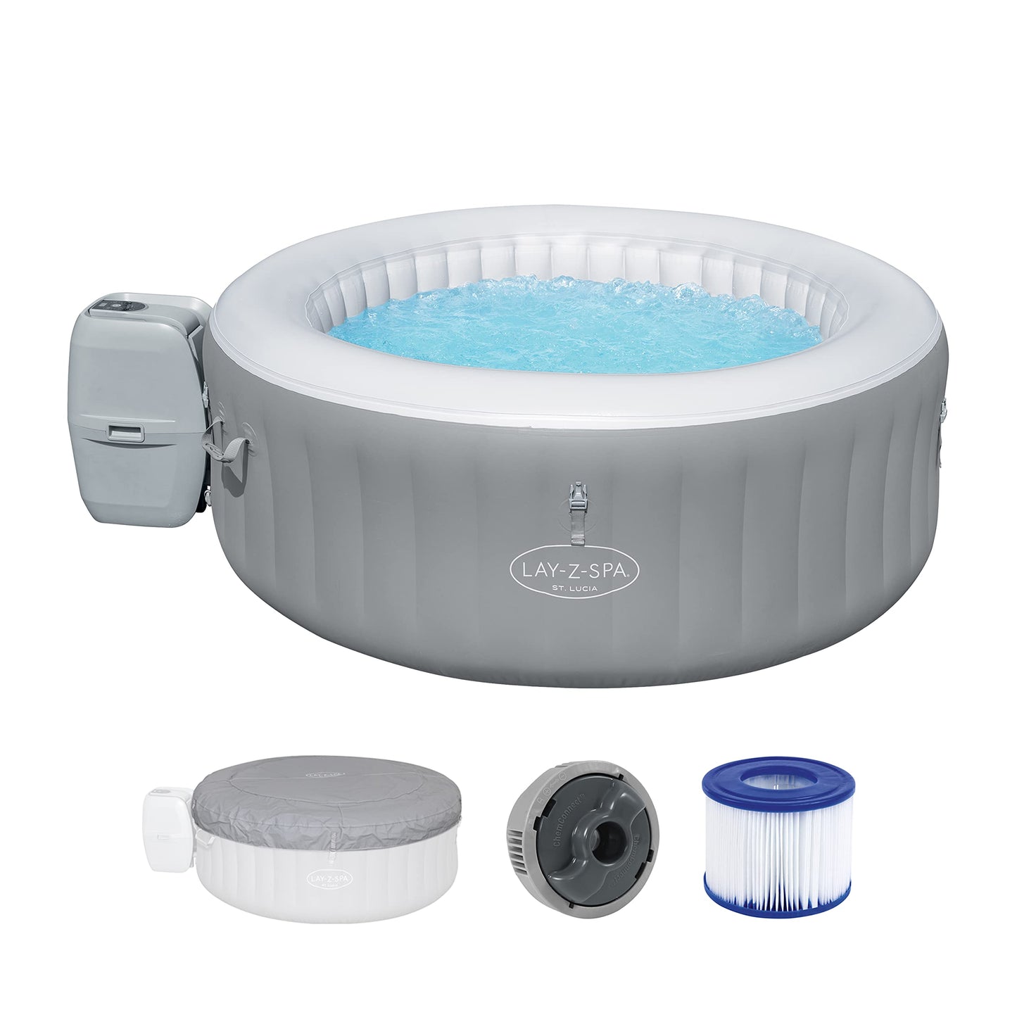 Bestway LAY-Z-SPA St. Lucia Whirlpool Ø170cm – 2-3 Pers., 110 AirJets, Frostwächter, ganzjährig