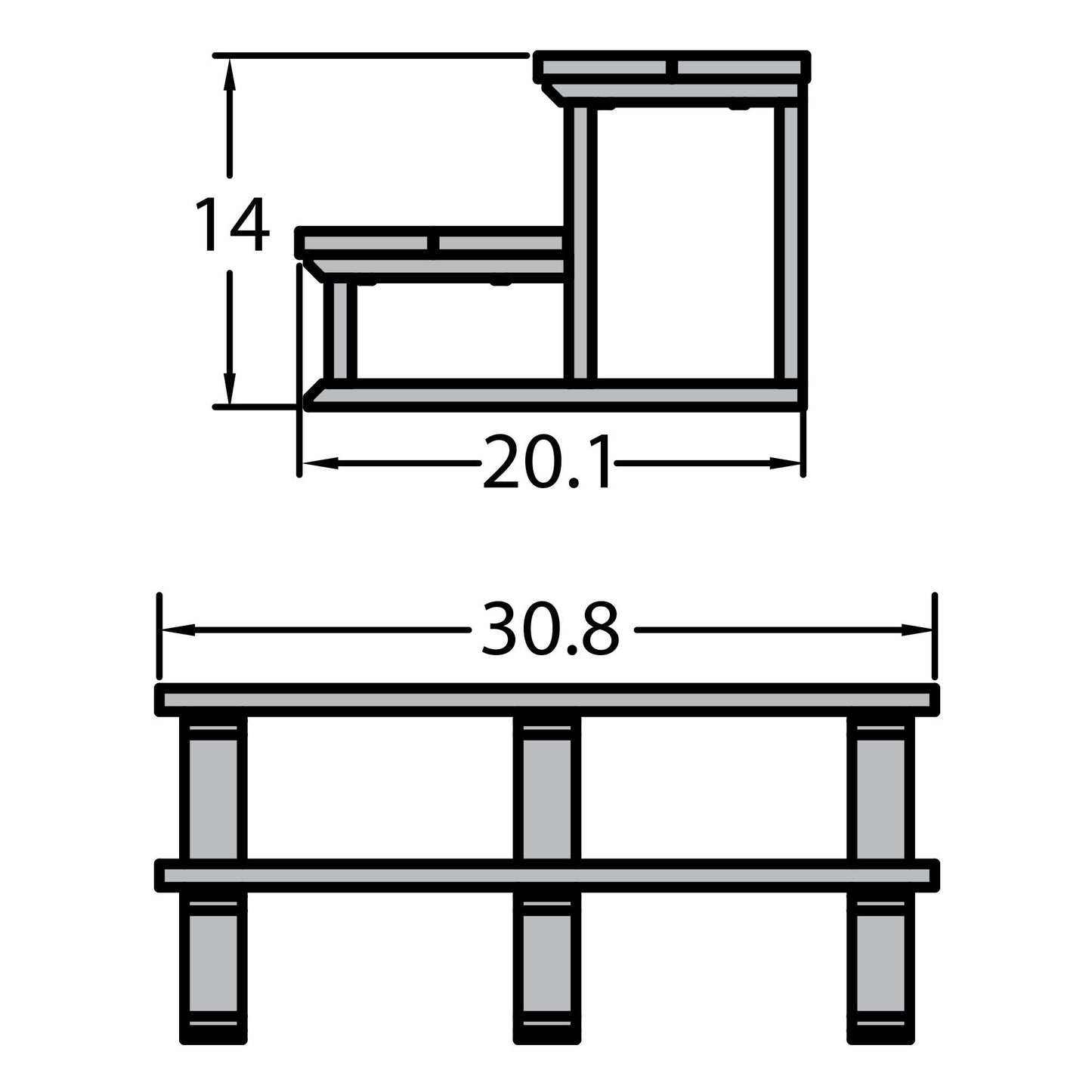 Highwood Spa-Treppe 2-stufig 32" schwarz wetterfest Holzoptik für Whirlpool Einstieg wartungsfrei
