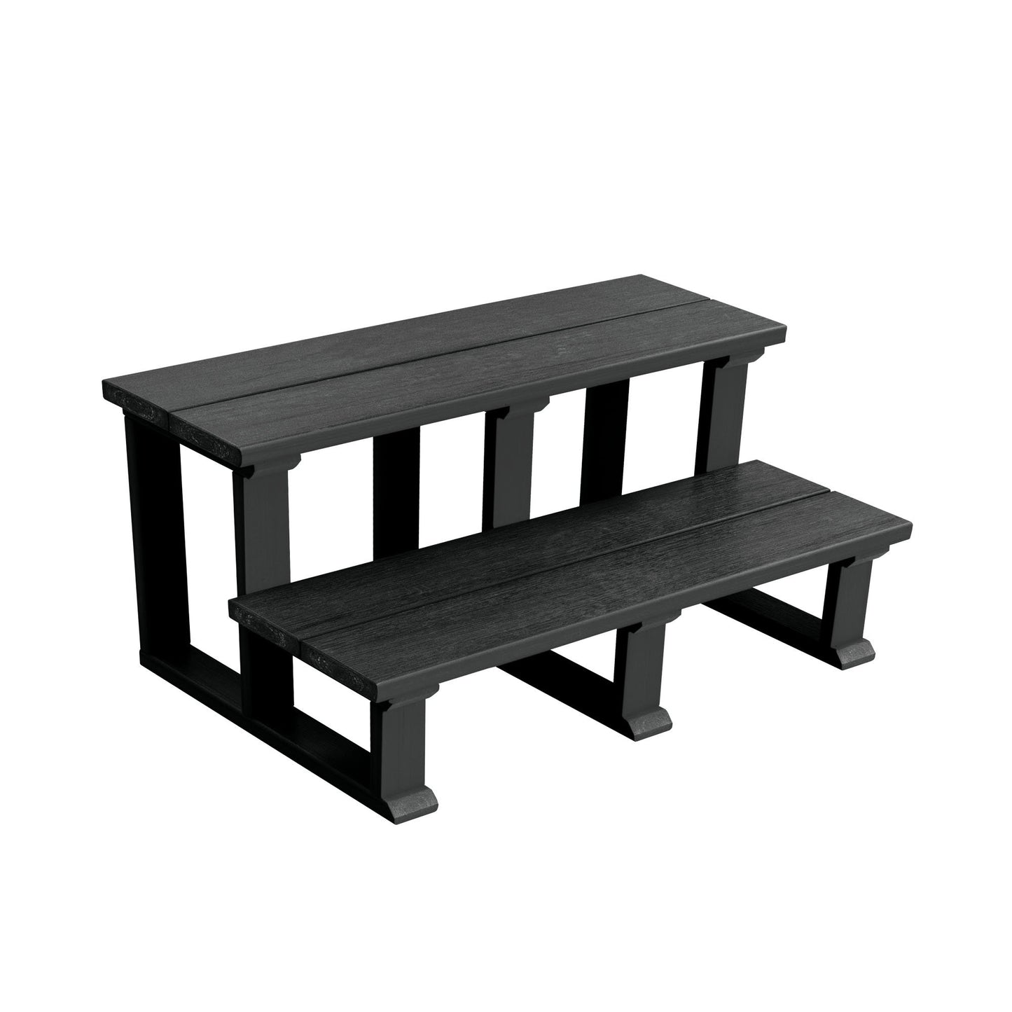 Highwood Spa-Treppe 2-stufig 32" schwarz wetterfest Holzoptik für Whirlpool Einstieg wartungsfrei