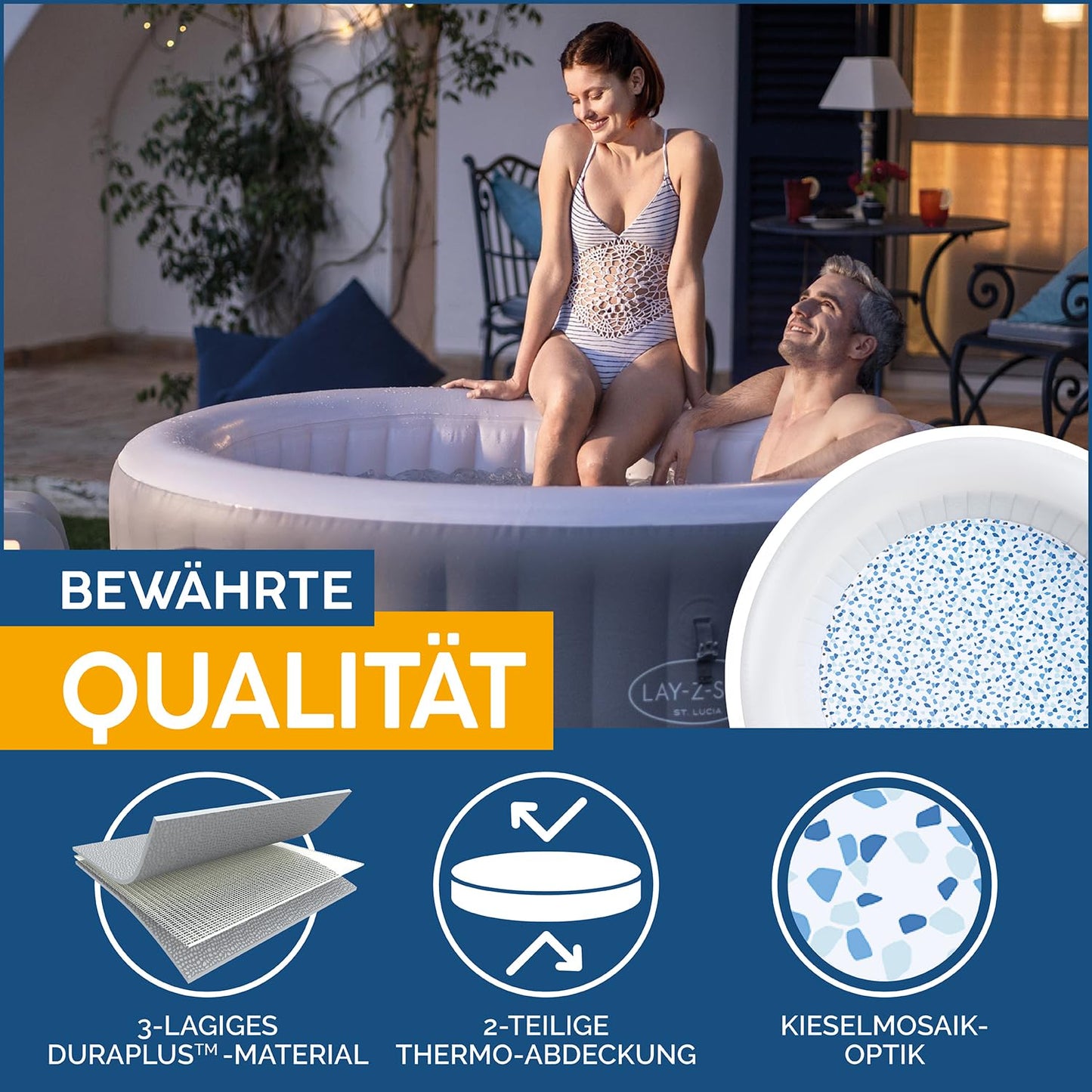 Bestway LAY-Z-SPA St. Lucia Whirlpool Ø170cm – 2-3 Pers., 110 AirJets, Frostwächter, ganzjährig
