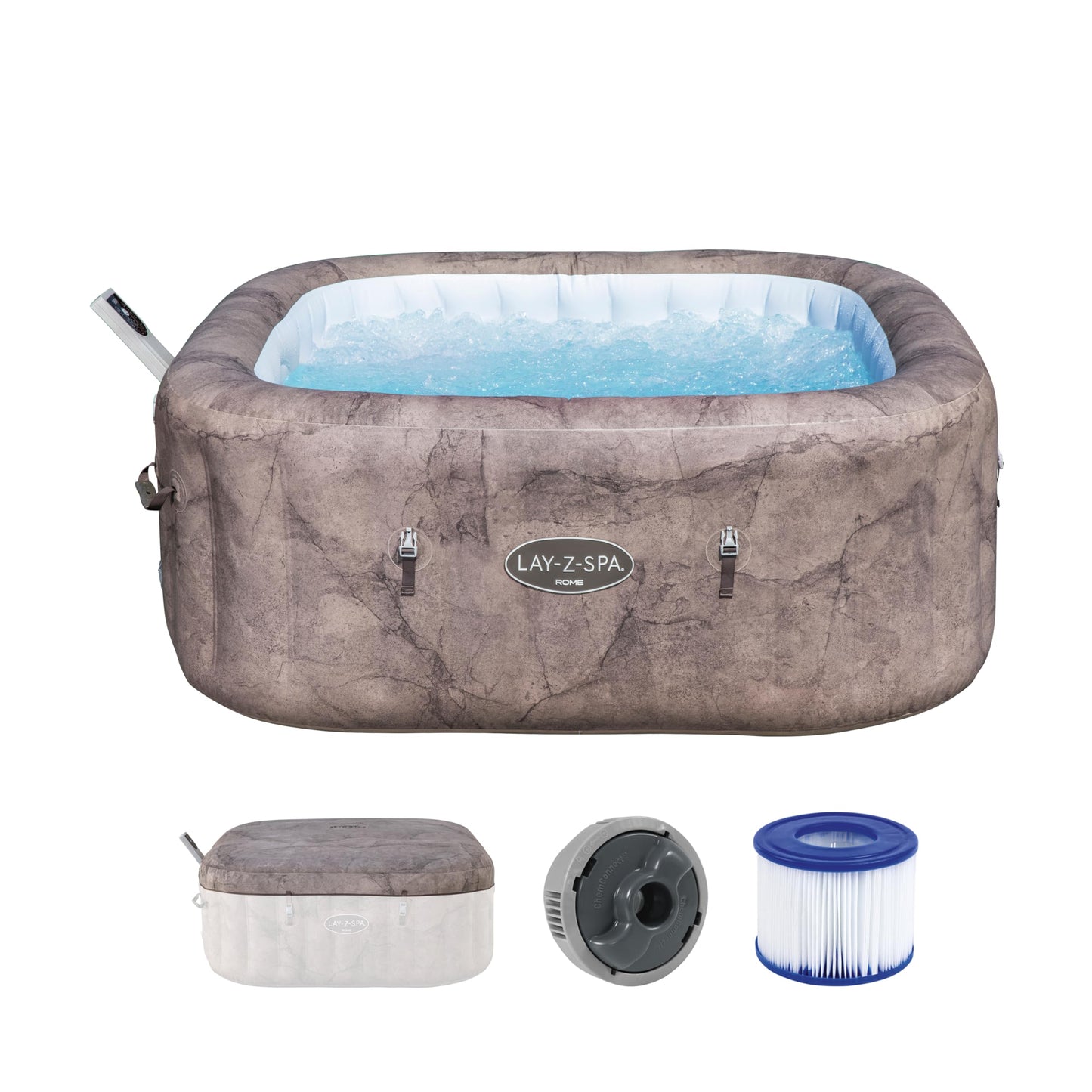 Bestway Lay-Z-Spa Rome Whirlpool 180x180cm – 6 Personen, 140 AirJet-Düsen, App-Steuerung, Heizung