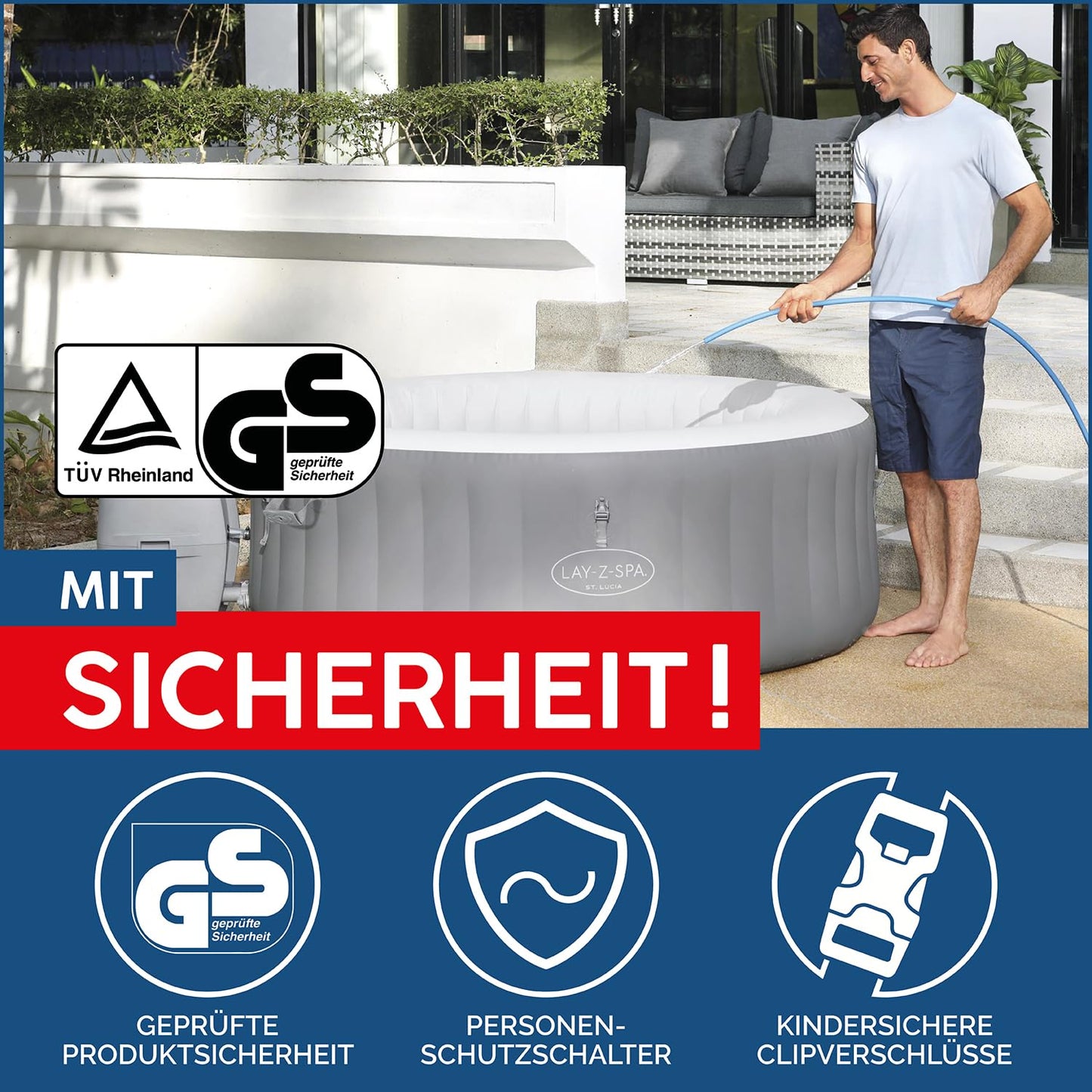 Bestway LAY-Z-SPA St. Lucia Whirlpool Ø170cm – 2-3 Pers., 110 AirJets, Frostwächter, ganzjährig