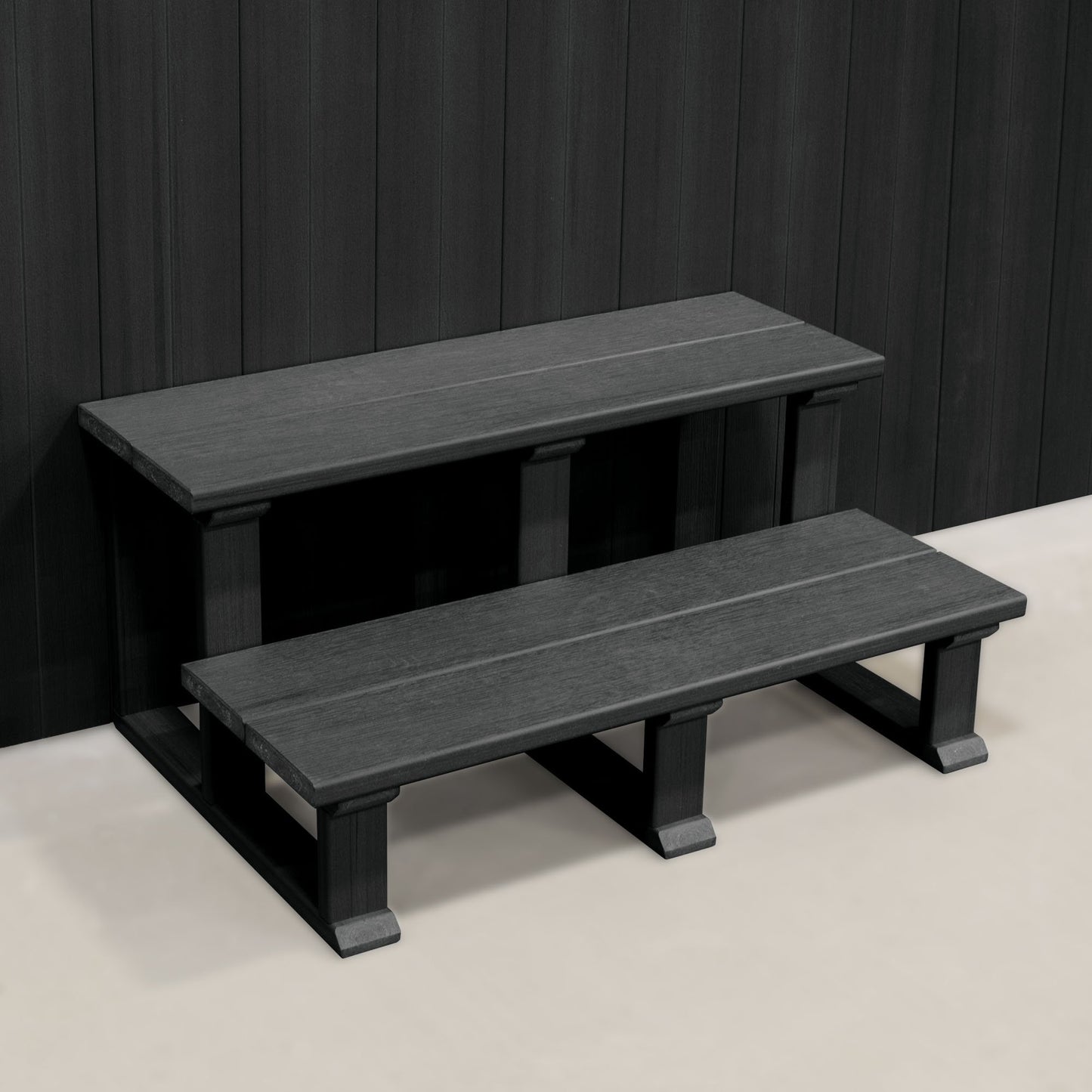 Highwood Spa-Treppe 2-stufig 32" schwarz wetterfest Holzoptik für Whirlpool Einstieg wartungsfrei